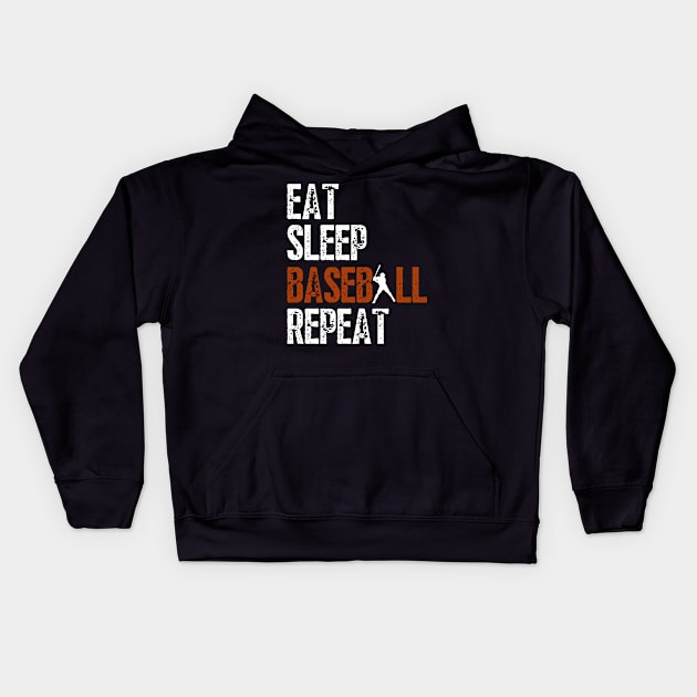 Eat Sleep Baseball Repeat, Funny Baseball Players Kids Hoodie by Just Me Store